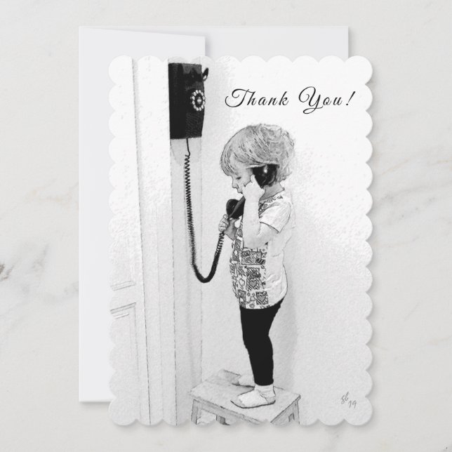 Tack, Underordnad, Gammal Mobil, B&W-konst Julkort (Framsida)