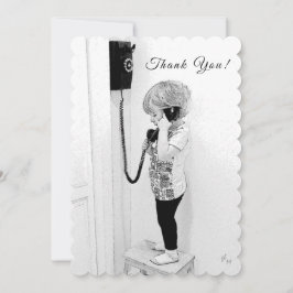 Tack, Underordnad, Gammal Mobil, B&W-konst Julkort