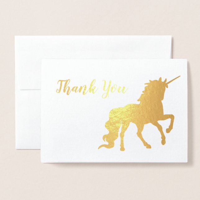 Tack Unicorn Birthday Guld Folierat Kort (Framsida med kuvert)