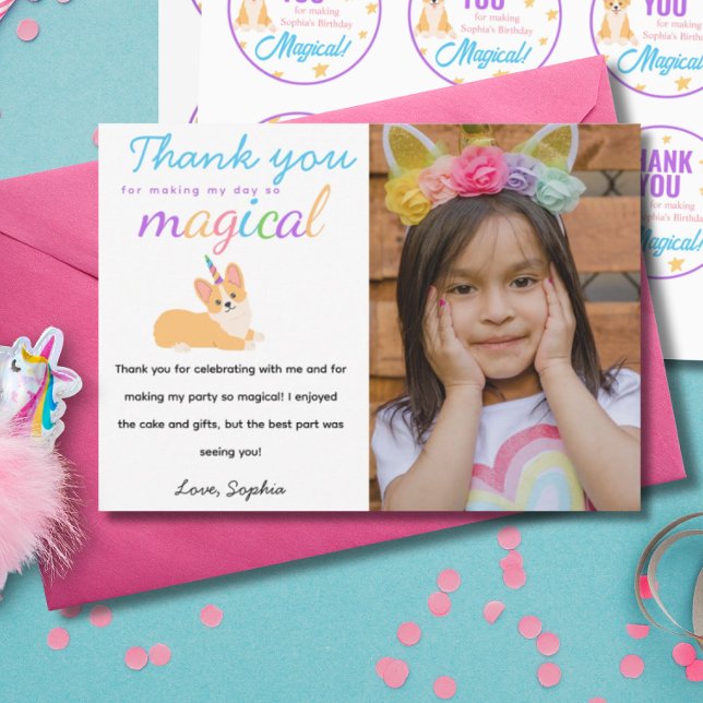 Tack Unicorn Girl Birthday, Corgi Party Inbjudningar (Skapare uppladdad)