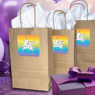 Tack Unicorn Rainbow Rand Fyrkantigt Klistermärke