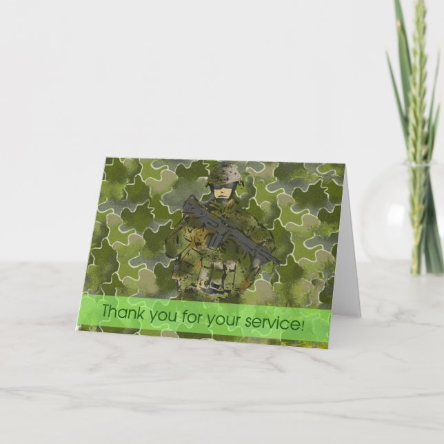 Tack: Uniformad soldat (Tack1001) Tack Kort (Framsida)