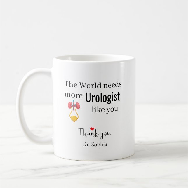 Tack Urolog Anpassat Namn Kaffemugg (Vänster)