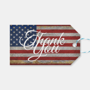 Tack USA Flagga 4:e Juli Amerika Presentetikett