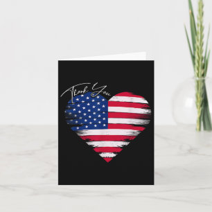 Tack Usa Flagga Hjärta Amerikansk Patriotisk Minne Kort