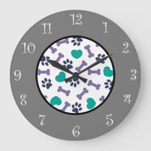 Täck ut Hund Tassar och block Tematiskt vägglås Stor Klocka