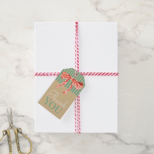 Tack vacker vintagekonst avskalad Kraft  Presentetikett (Med Snöre)