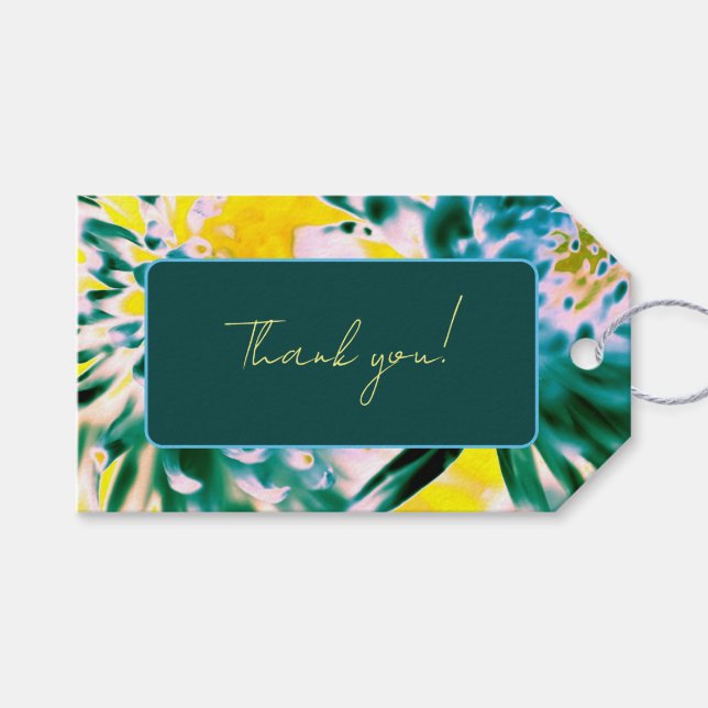 "Tack" Vackra blommor Märkre Presentetikett (Framsidan (Horisontell))