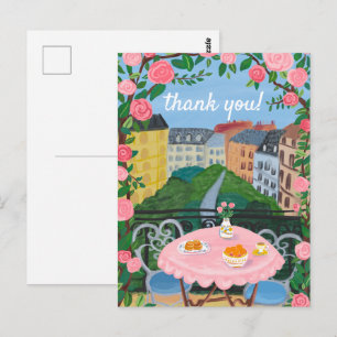 TACK VÄL Blommor Terrass Teatime Paris Vykort