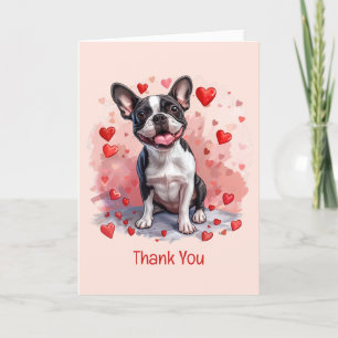 Tack Valentines day Boston Terrier Hund Kort