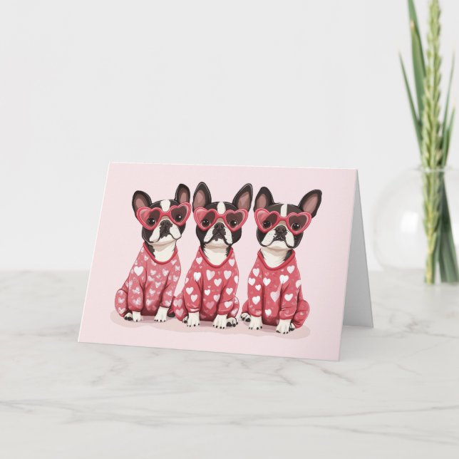 Tack Valentines day Boston Terrier Hundar Kort (Framsida)