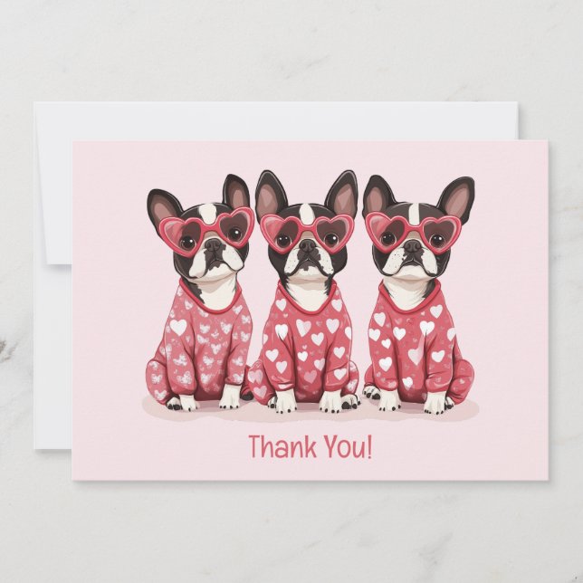 Tack Valentines day Boston Terrier Hundar Kort (Framsida)