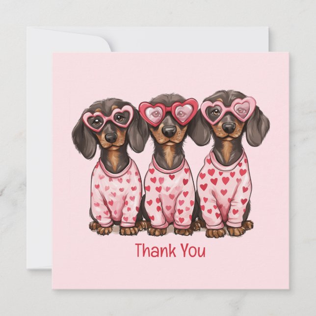 Tack Valentines day Dachshund Hundar Kort (Framsida)
