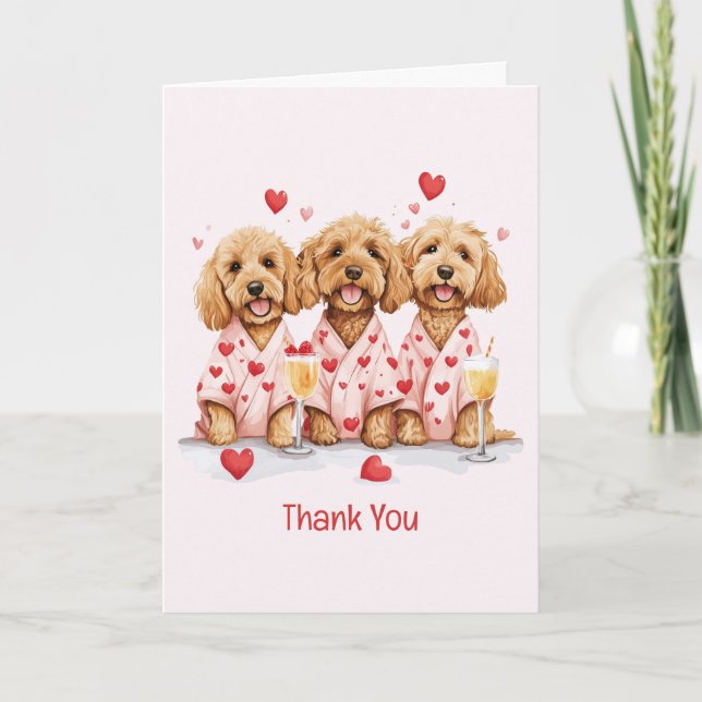 Tack Valentines day Goldendoodle Hundar Kort (Framsida)