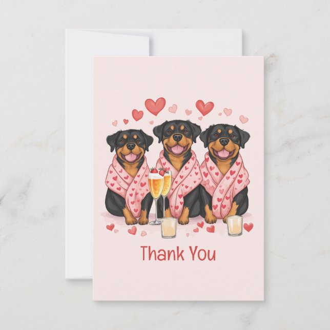Tack Valentines day Rottweiler Hundar Kort (Framsida)