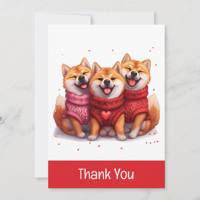 Tack Valentines day Shiba Inu Hundar Kort (Framsida)