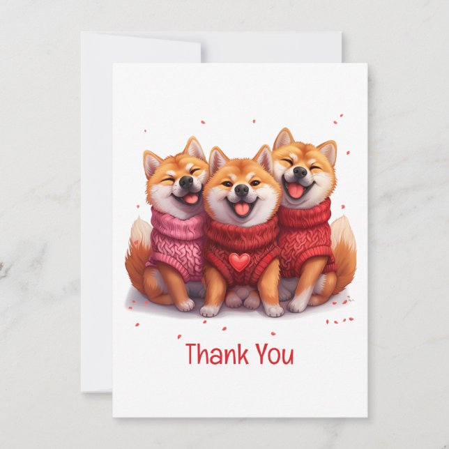Tack Valentines day Shiba Inu Hundar Kort (Framsida)