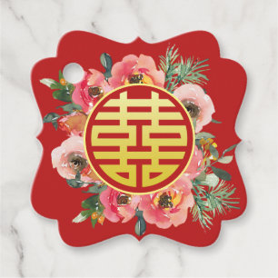 Tack vare det moderna rosa blommigten Wandechinese Gåvor Etiketter