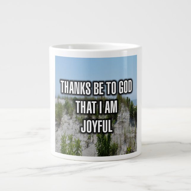 Tack vare Gud att jag är glad mugg Jumbo Mugg (Framsidan)