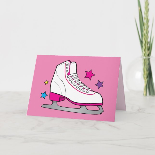 Tack vare Ice Skating Coach Card med Rosa Skate Kort (Framsida)