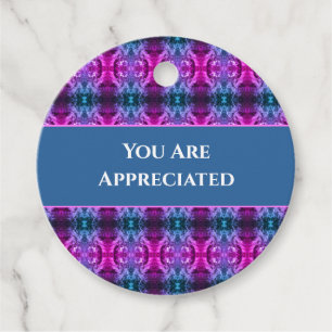 Tack vare Rosa Blue Kaleidoscope Gåvor Etiketter