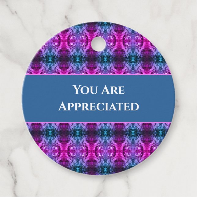 Tack vare Rosa Blue Kaleidoscope Gåvor Etiketter (Framsida)