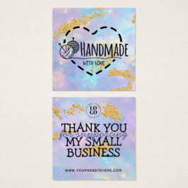 Tack vare stödet från kärlek - Opal guld Fyrkantigt Visitkort