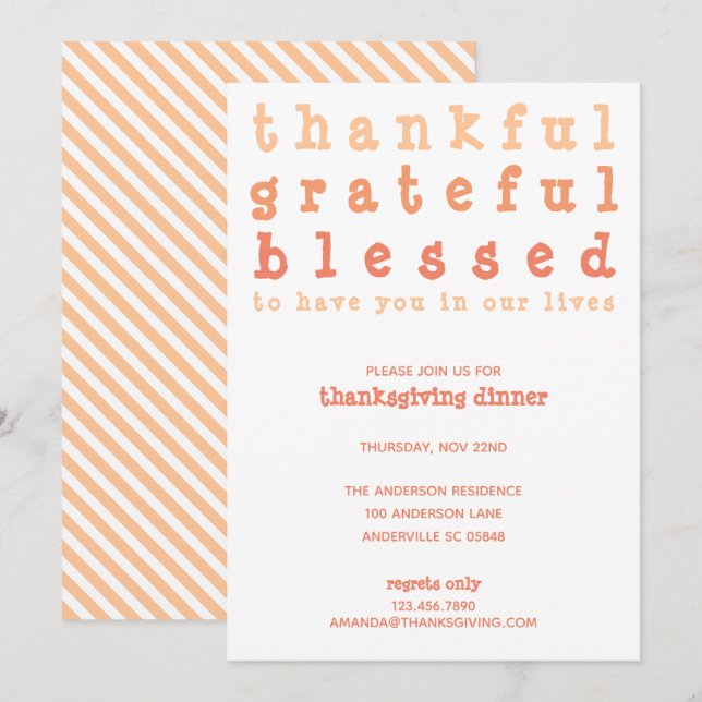 Tack vare tacksam, tom, Thanksgiving Inbjudningar (Fram/baksida)