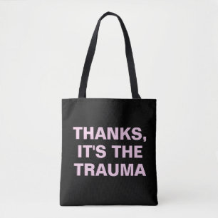 Tack vare Trauma Rosa Black Sarcastic Slogan Tygkasse