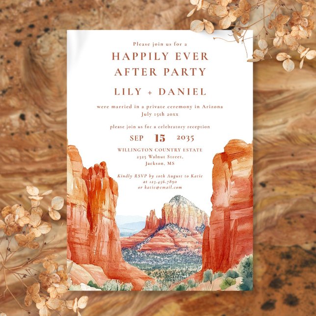 Tack vare vattenfärg ökenbröllop för evigt inbjudningar (Happily Ever After Watercolor Desert Wedding Invitation)