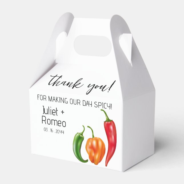 Tack Varm Kryddig Chili Bröllop Presentaskar (Framsidan Sidan)