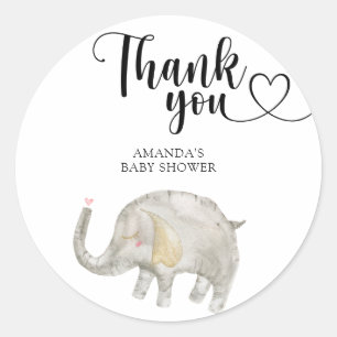 Tack Vattenfärg Ballong Elefant  Runt Klistermärke
