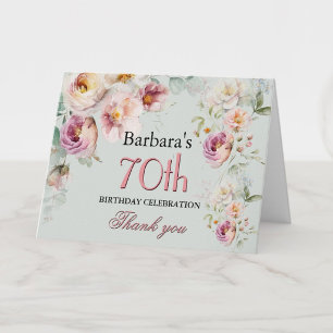 Tack Vattenfärg Blommig 70-årsfest Kort