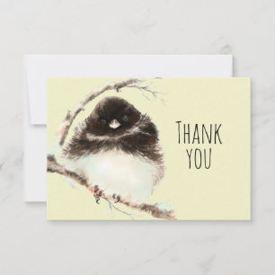 Tack Vattenfärg Fluffy Bird Nature Art Kort