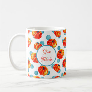 Tack vattenfärg Orange Pumpa Blå Prickar Kaffemugg