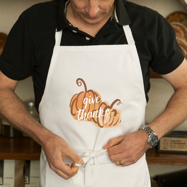Tack Vattenfärg Pumpa Thanksgiving Förkläde (Give Thanks Simple Elegant Thanksgiving Apron)