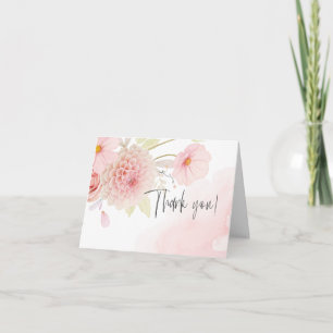 Tack Vattenfärgning Pastel Rosa Flowers Kort