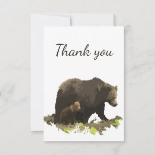 Tack Vattenskärg Bear & Unge Blank insida Kort