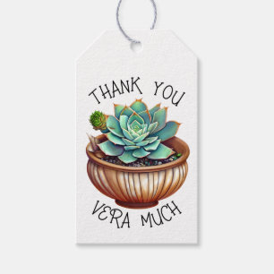 Tack Vera Much Cute Aloe Vera Pun Presentetikett