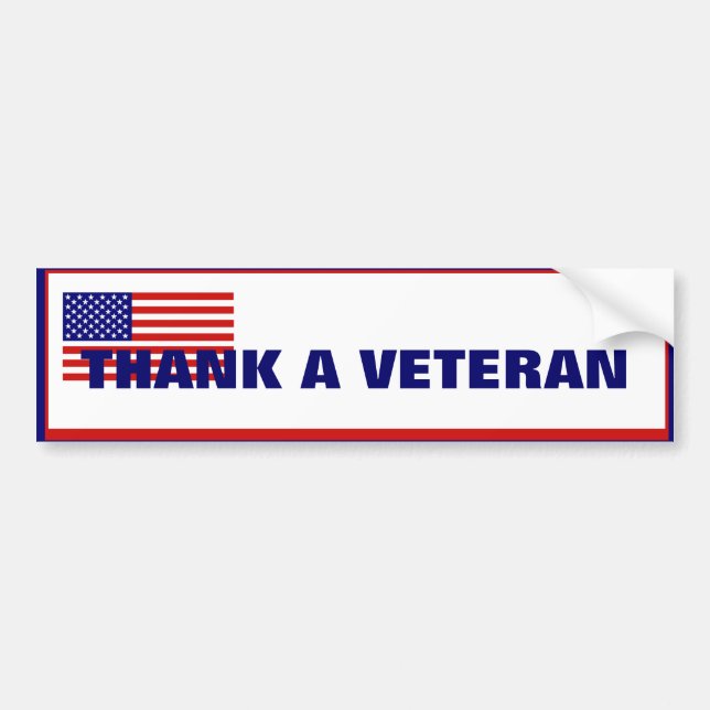 Tack, Veteran American Flagga Bumper Sticker Bildekal (Framsidan)