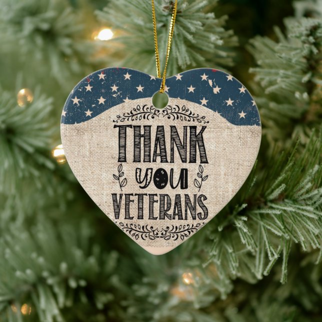 Tack Veteran Hjärt Ornament (Träd)