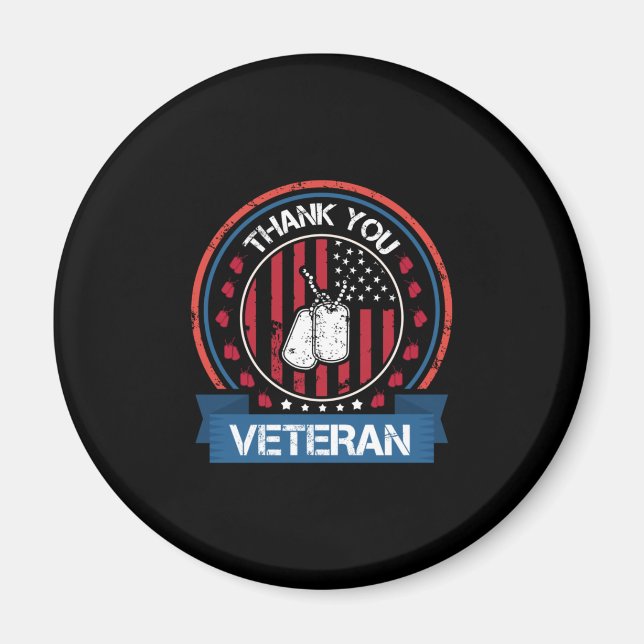 Tack Veteran | Patriotic Military Tribute Magnet (Framsidan)