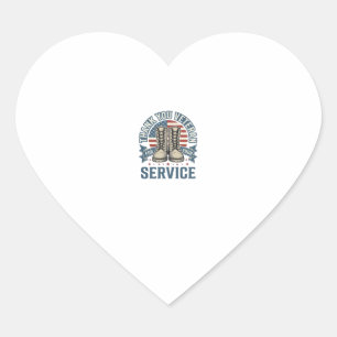 Tack Veteran Patriotiska Stövlar Service Tröja_1 Hjärtformat Klistermärke