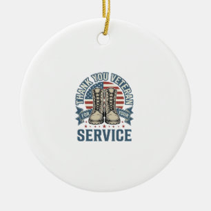 Tack Veteran Patriotiska Stövlar Service Tröja_1 Julgransprydnad Keramik