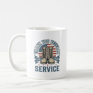 Tack Veteran Patriotiska Stövlar Service Tröja_1 Kaffemugg
