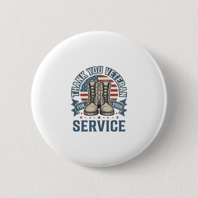 Tack Veteran Patriotiska Stövlar Service Tröja_1 Knapp (Framsida)