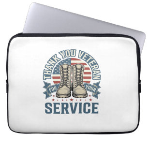 Tack Veteran Patriotiska Stövlar Service Tröja_1 Laptop Fodral
