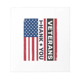 Tack Veteraner Distressed Flagga Vektor Design_1 Anteckningsblock