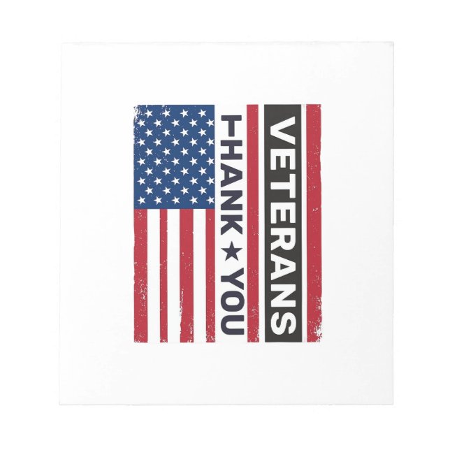 Tack Veteraner Distressed Flagga Vektor Design_1 Anteckningsblock (Framsida)