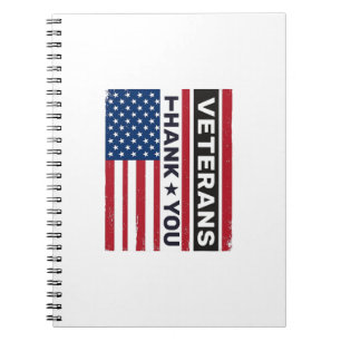 Tack Veteraner Distressed Flagga Vektor Design_1 Anteckningsbok